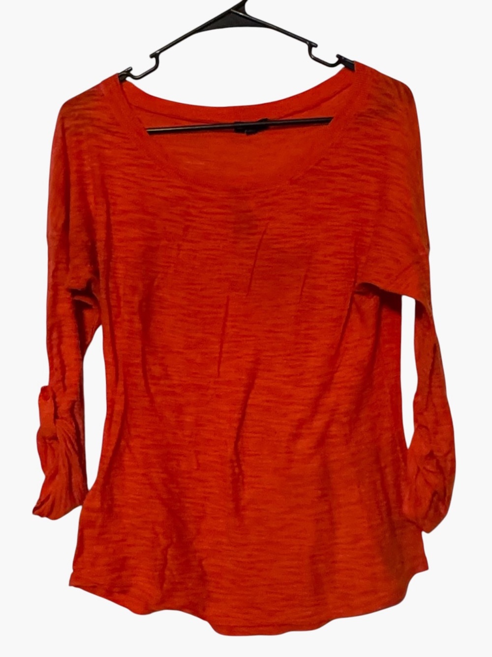 Express Orange Long-Sleeve Scoop Neck Top
